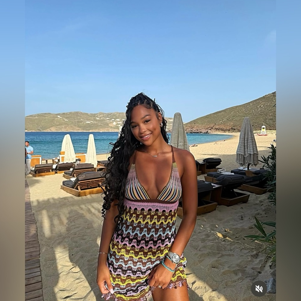 Zara multicolor boho Knitter  Crochet Beach summer vacation Dress - Picture 9 of 11